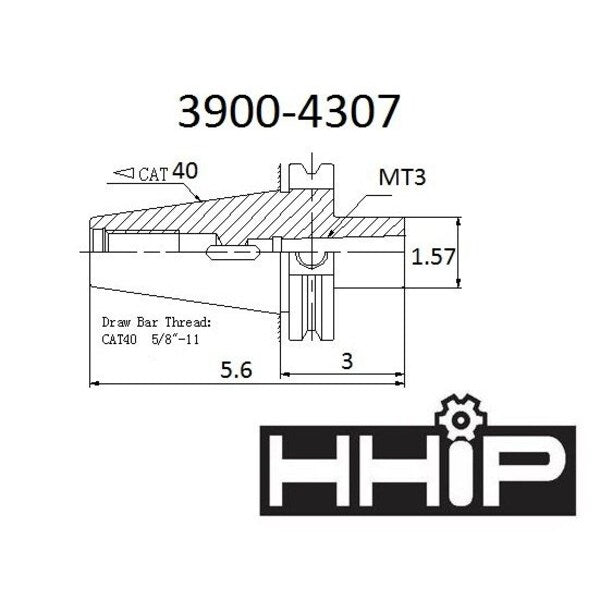 CAT40 V-Flange To MT3 Tang End Morse Taper Adapter