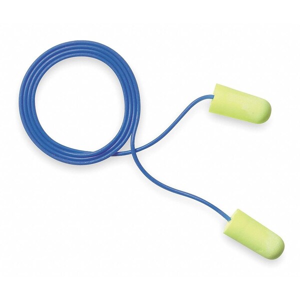 E-A-Rsoft Disposable Corded Ear Plugs, Yellow Neons, Bullet Shape, NRR 33 dB, M, 200 Pairs