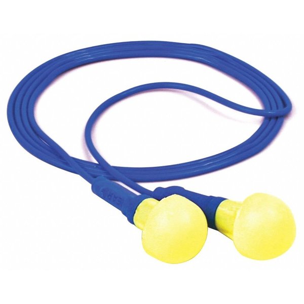 E-A-R Push-Ins Disposable Corded Ear Plugs, Pod Shape, 28 dB, Blue/Yellow, 100 Pairs