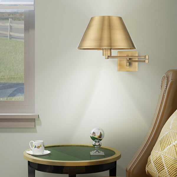 Swing Arm Wall Lamps 1 Light Antique Brass Swing Arm Wall Lamp