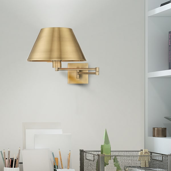 Swing Arm Wall Lamps 1 Light Antique Brass Swing Arm Wall Lamp