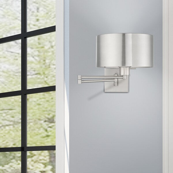 Swing Arm Wall Lamps 1 Light Brushed Nickel Swing Arm Wall Lamp