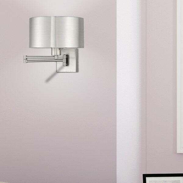 Swing Arm Wall Lamps 1 Light Brushed Nickel Swing Arm Wall Lamp