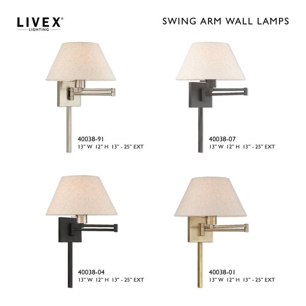 Swing Arm Wall Lamps 1 Light Brushed Nickel Swing Arm Wall Lamp