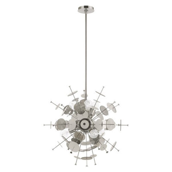 Circulo 6 Light Polished Chrome Pendant Chandelier
