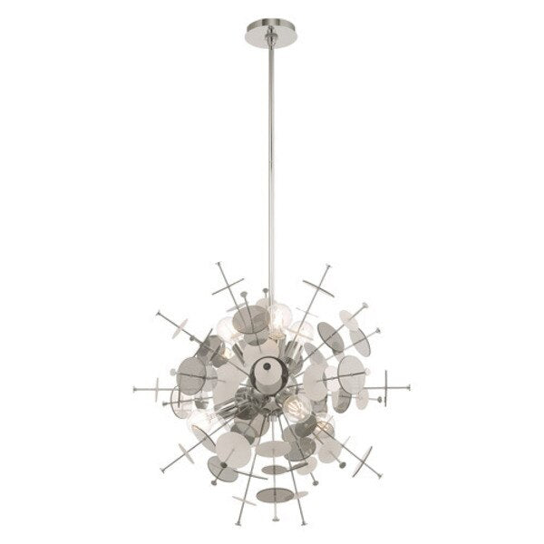 Circulo 6 Light Polished Chrome Pendant Chandelier