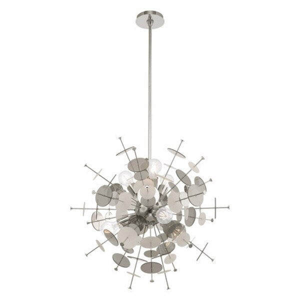 Circulo 6 Light Polished Chrome Pendant Chandelier