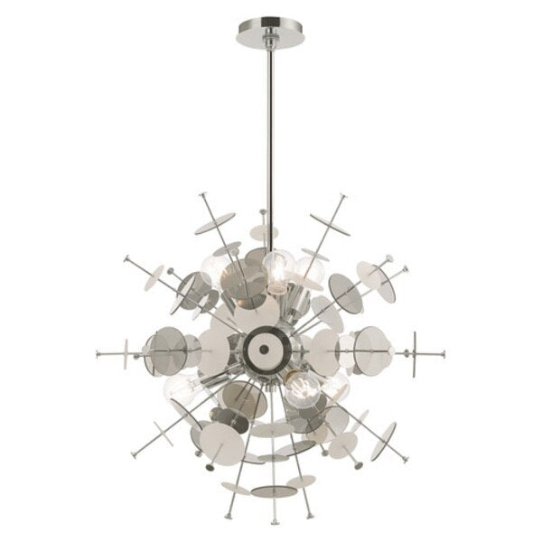 Circulo 6 Light Polished Chrome Pendant Chandelier