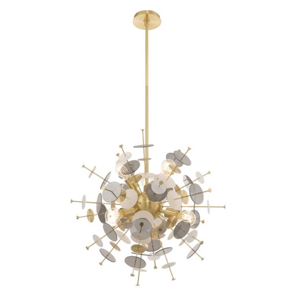 Circulo 6 Light Satin Brass Pendant Chandelier