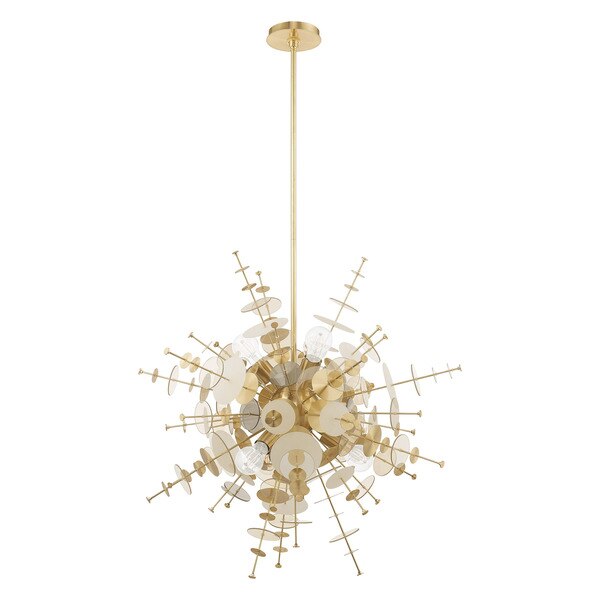 Circulo 6 Light Satin Brass Pendant Chandelier