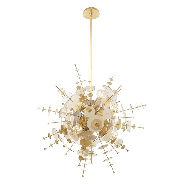 Circulo 6 Light Satin Brass Pendant Chandelier