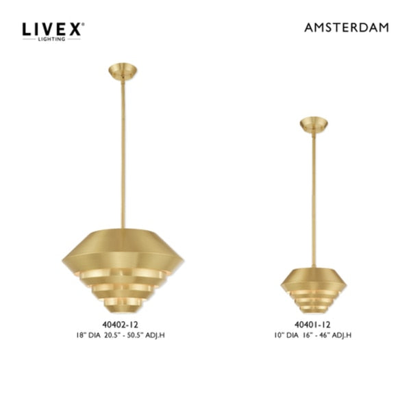 Amsterdam 1 Light Satin Brass Mini Pendant