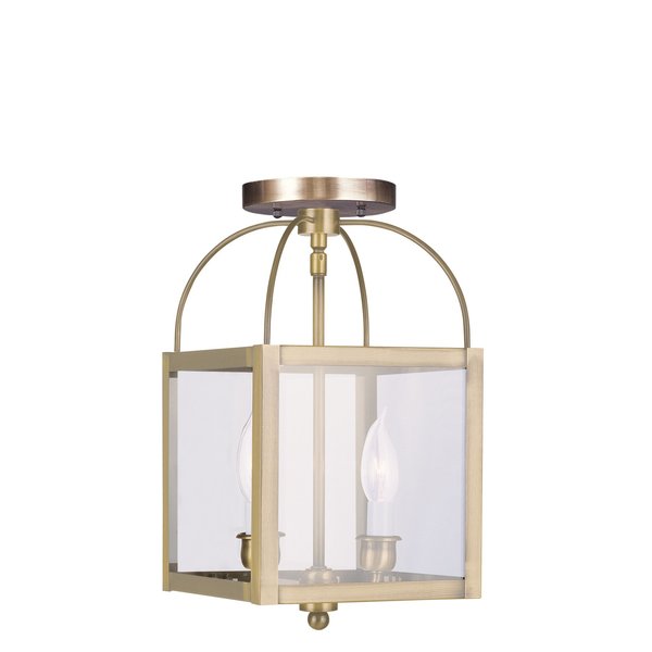 Milford 2 Light Antique Brass Convertible Mini Pendant/Ceiling Mount