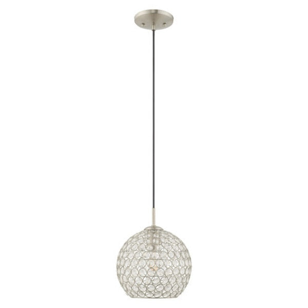 Cassandra 1 Light Brushed Nickel Mini Pendant