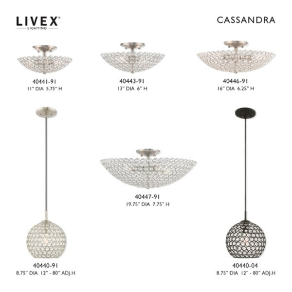 Cassandra 1 Light Brushed Nickel Mini Pendant