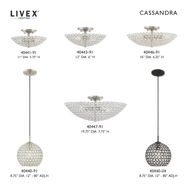 Cassandra 3 Light Brushed Nickel Ceiling Mount