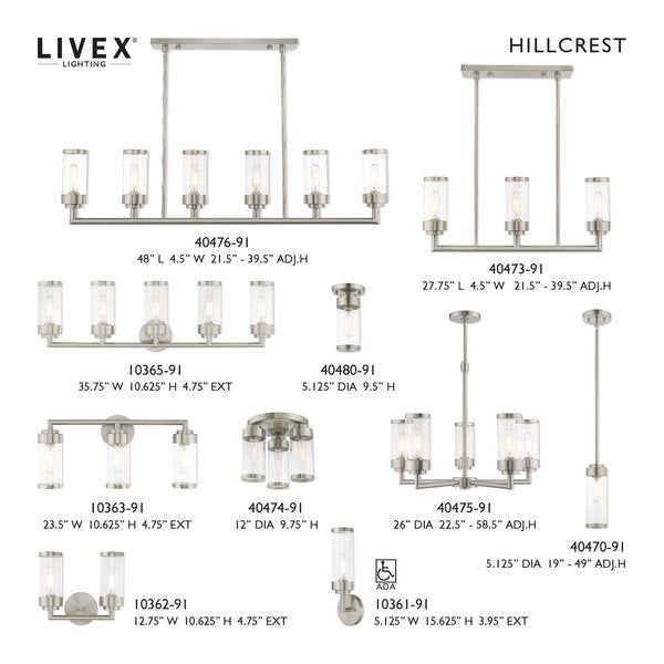Hillcrest 1 Light Brushed Nickel Mini Pendant