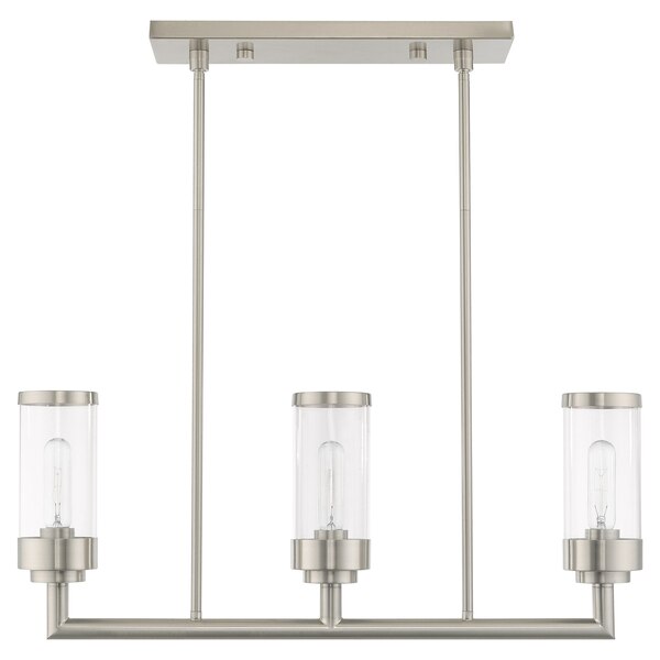Hillcrest 3 Light Brushed Nickel Linear Chandelier