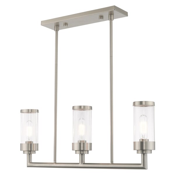 Hillcrest 3 Light Brushed Nickel Linear Chandelier