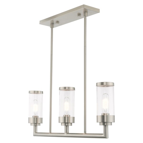 Hillcrest 3 Light Brushed Nickel Linear Chandelier