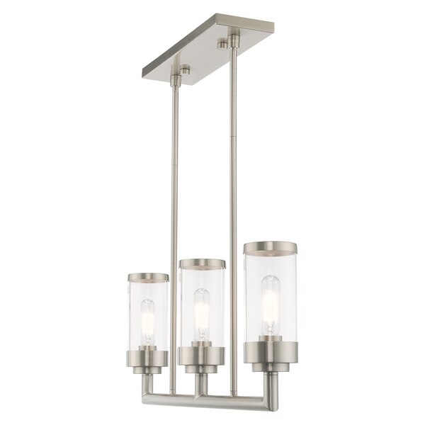 Hillcrest 3 Light Brushed Nickel Linear Chandelier