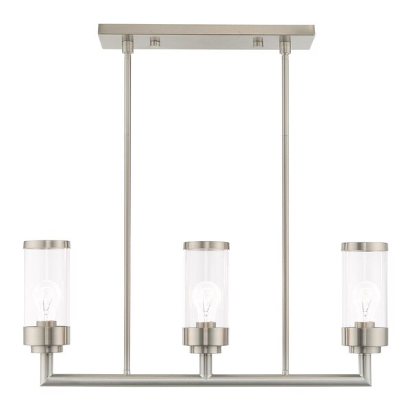 Hillcrest 3 Light Brushed Nickel Linear Chandelier