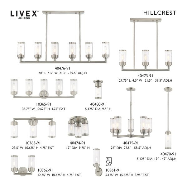 Hillcrest 5 Light Brushed Nickel Chandelier