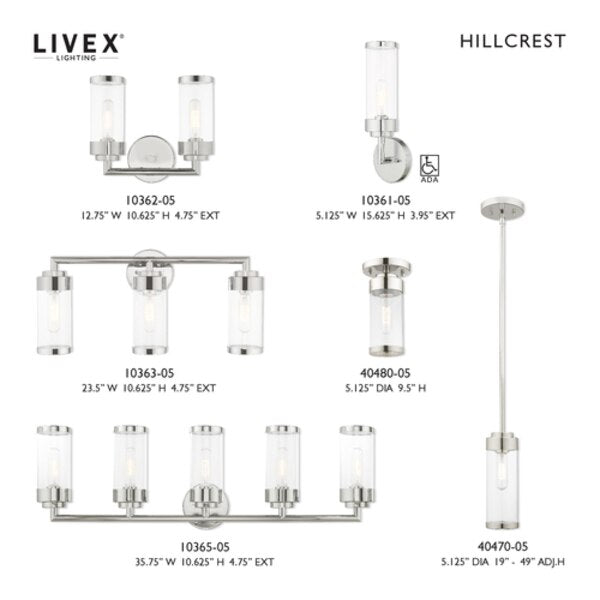 Hillcrest 1 Light Polished Chrome Ceiling Mount