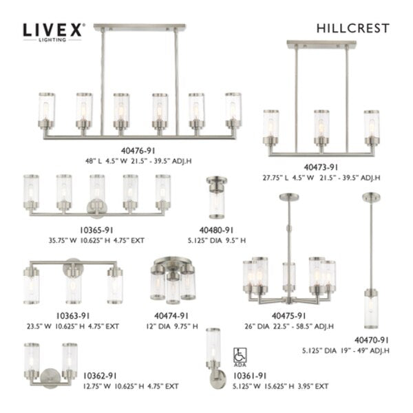 Hillcrest 1 Light Brushed Nickel Ceiling