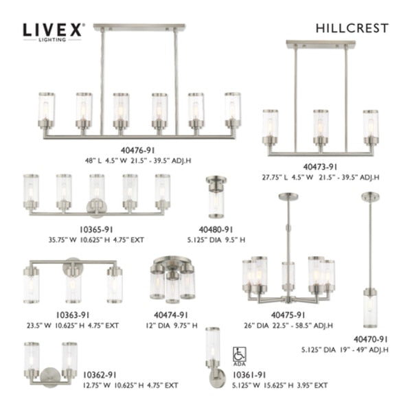 Hillcrest 1 Light Brushed Nickel Ceiling