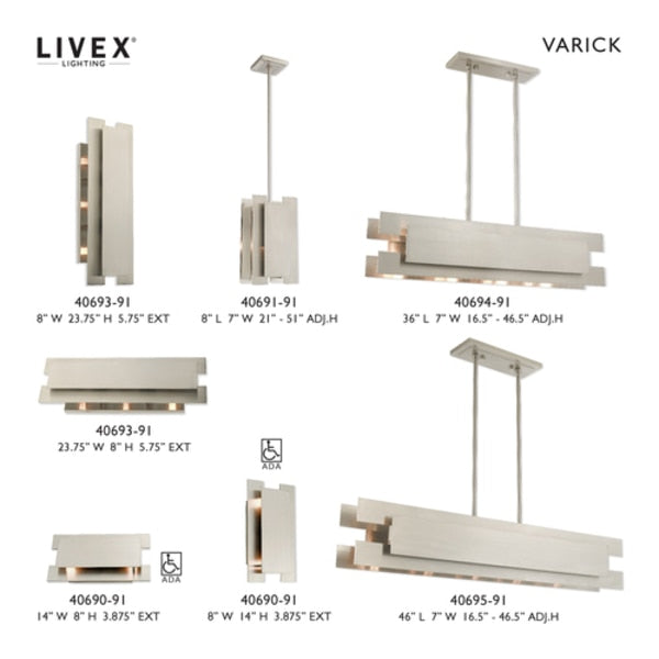 Varick 1 Light Brushed Nickel Mini Penda