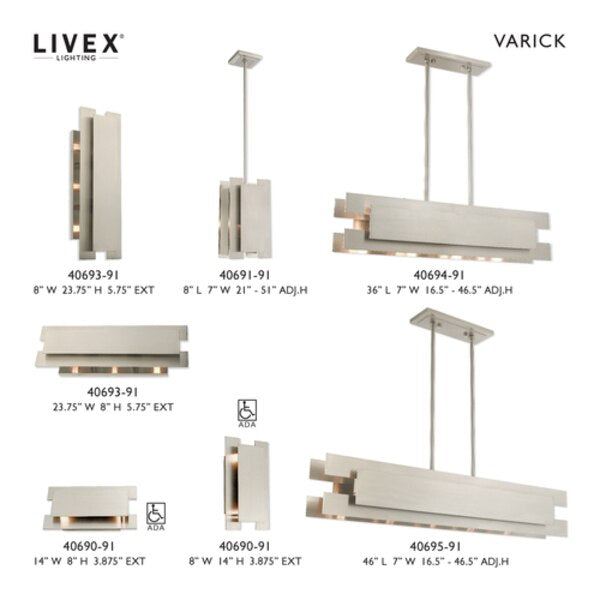 Varick 5 Light Brushed Nickel Linear Chandelier