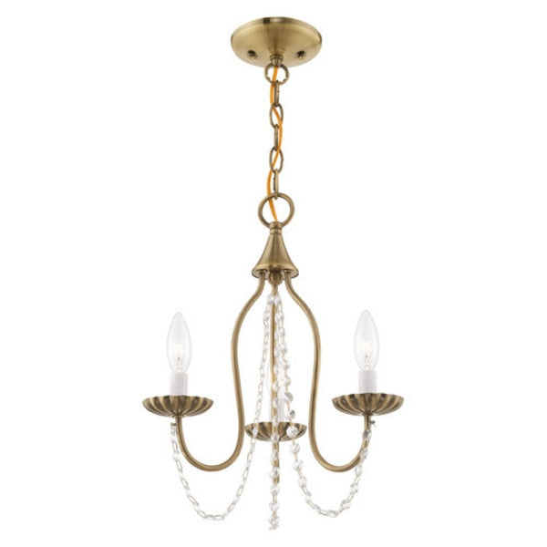 Alessia 3 Light Antique Brass Mini Chandelier