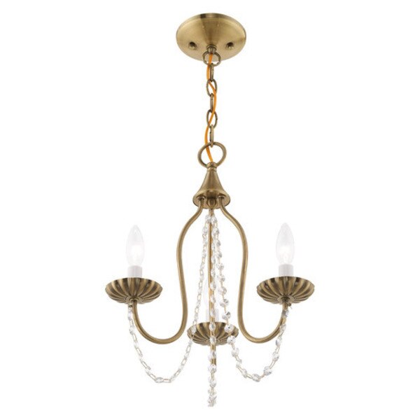 Alessia 3 Light Antique Brass Mini Chandelier
