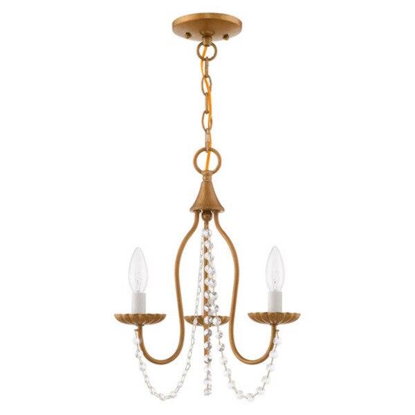 Alessia 3 Light Antique Gold Leaf Mini Chandelier