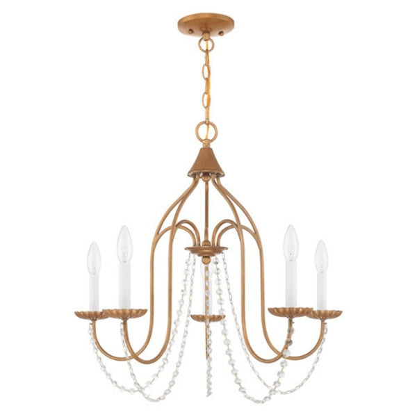 Alessia 5 Light Antique Gold Leaf Chandelier