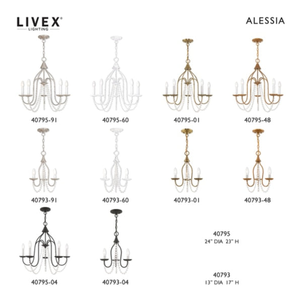 Alessia 5 Light Antique Gold Leaf Chandelier