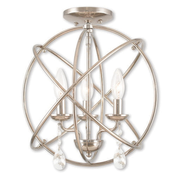 Aria 3 Light Polished Nickel Convertible Mini Chandelier/Ceiling Mount