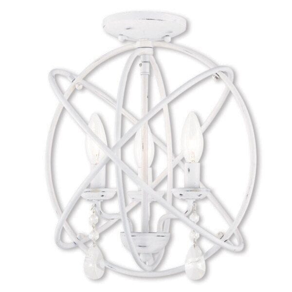 Aria 3 Light Antique White Convertible Mini Chandelier/Ceiling Mount