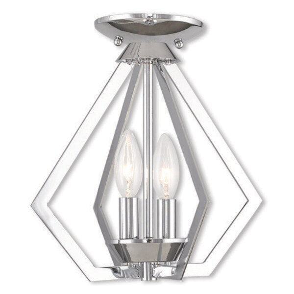Prism 2 Light Polished Chrome Convertible Chandelier/Ceiling Mount