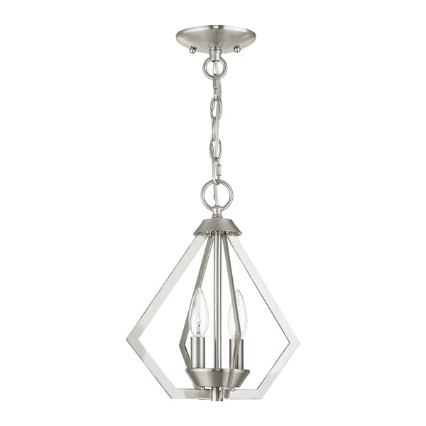 Prism 2 Light Brushed Nickel Convertible Chandelier/Ceiling Mount