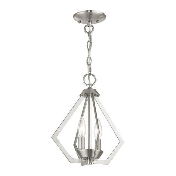 Prism 2 Light Brushed Nickel Convertible Chandelier/Ceiling Mount