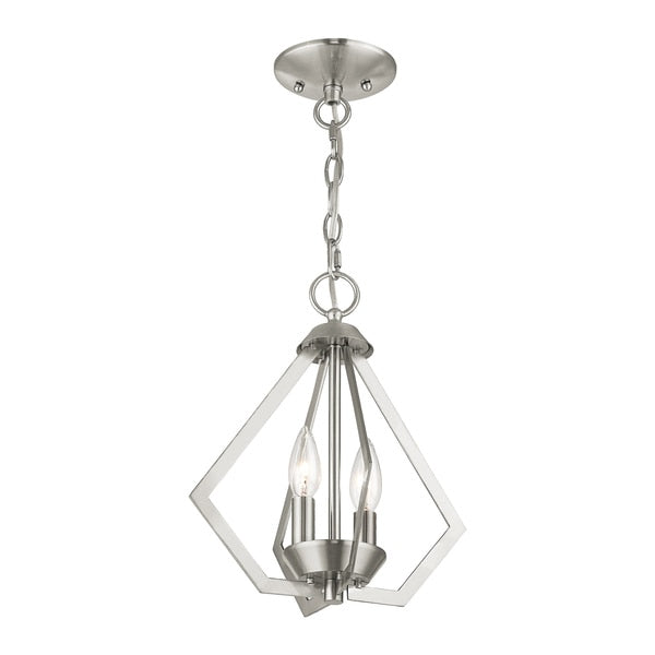 Prism 2 Light Brushed Nickel Convertible Chandelier/Ceiling Mount