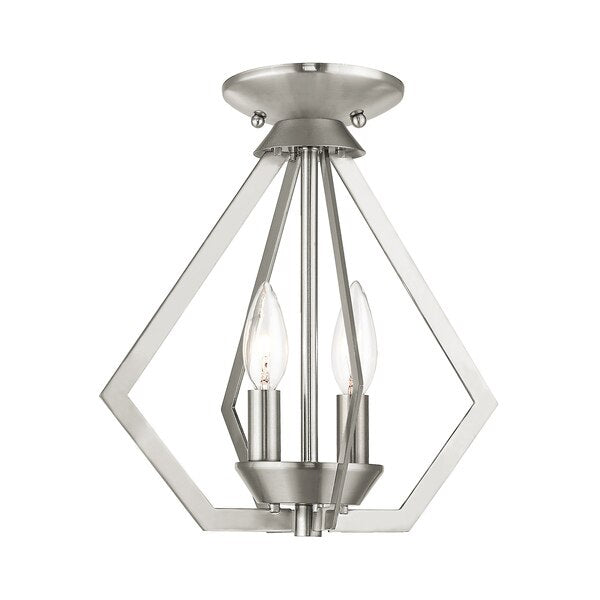 Prism 2 Light Brushed Nickel Convertible Chandelier/Ceiling Mount