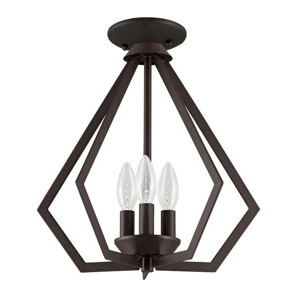 Prism 3 Light Bronze Convertible Mini Chandelier/Ceiling Mount