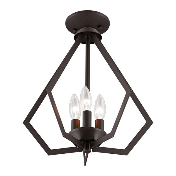 Prism 3 Light Bronze Convertible Mini Chandelier/Ceiling Mount