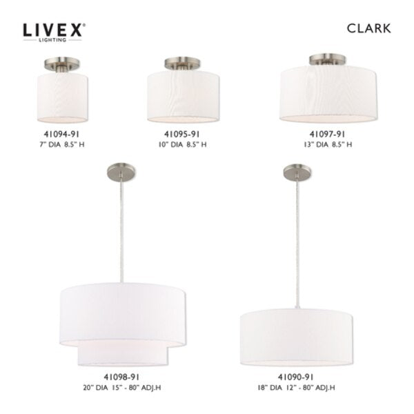 Clark 1 Light Brushed Nickel Pendant Chandelier