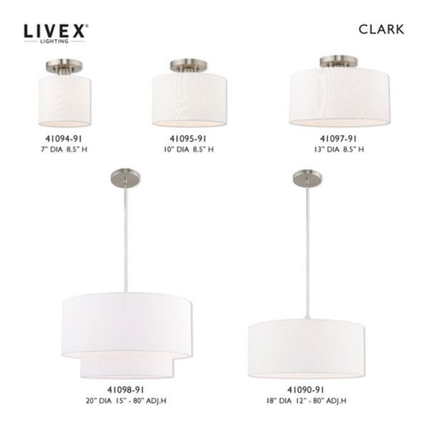 Clark 1 Light Brushed Nickel Pendant Chandelier