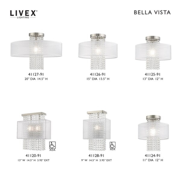 Bella Vista 4 Light Brushed Nickel Pendant Chandelier