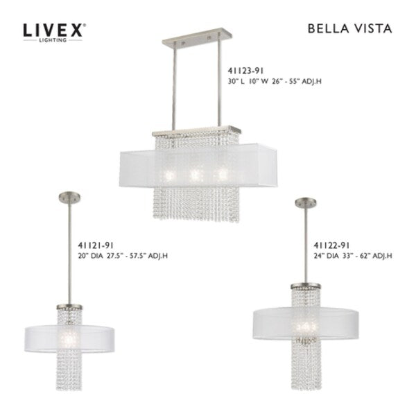 Bella Vista 1 Light Brushed Nickel Ceiling Mount